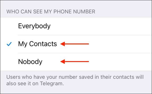 كيف تخفي رقم هاتفك في Telegram على آيفون